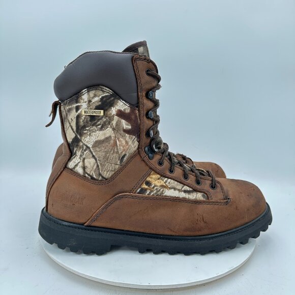 Guide Gear Waterproof Men Size 11 Brown Camouflage Leather Resistant Hiking Boot - Picture 4 of 12